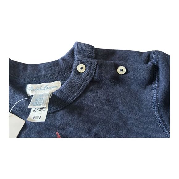 Ralph Lauren Navy Blue Crewneck Kids with pony NEW - Picture 4 of 6